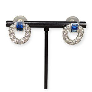 Roman Brand Wreath Style Earrings w/ Blue Gemstone